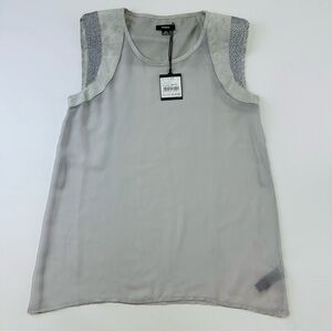 Rudsak Medina NWT soft grey sheer faux suede chain detail Sleeveless top Medium